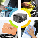 Foxcare Rag Grey Microfiber Cloth - 40x40 cms - 350 GSM - Thick Lint & Streak-Free Multipurpose Cloths -Automotive Microfibre Towels for Car Bike Cleaning Polishing Washing & Detailing - Foxcare Industries