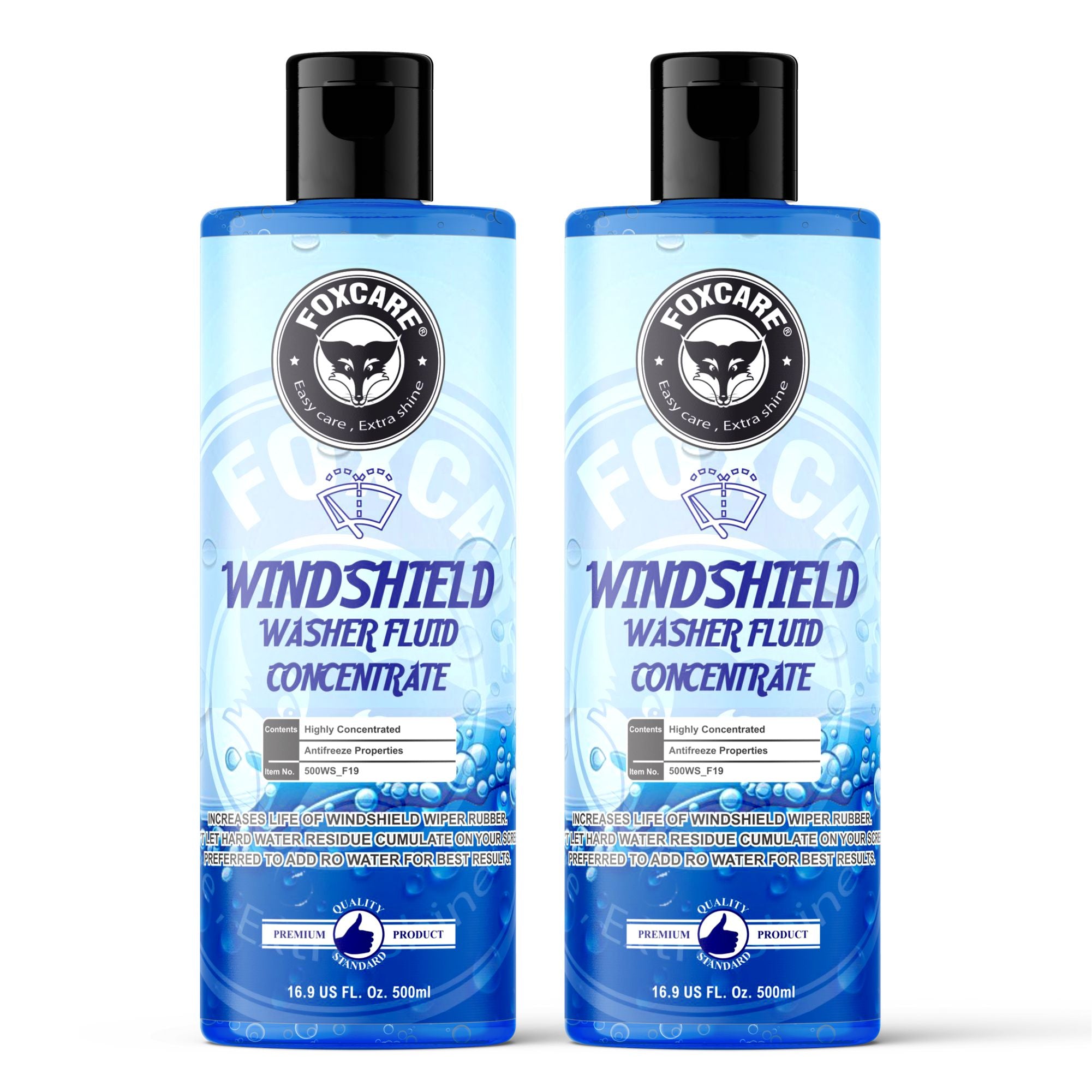 Foxcare Windshield Washer fluid Concentrate Liquid (500 ML) pack of 2 - Foxcare Industries