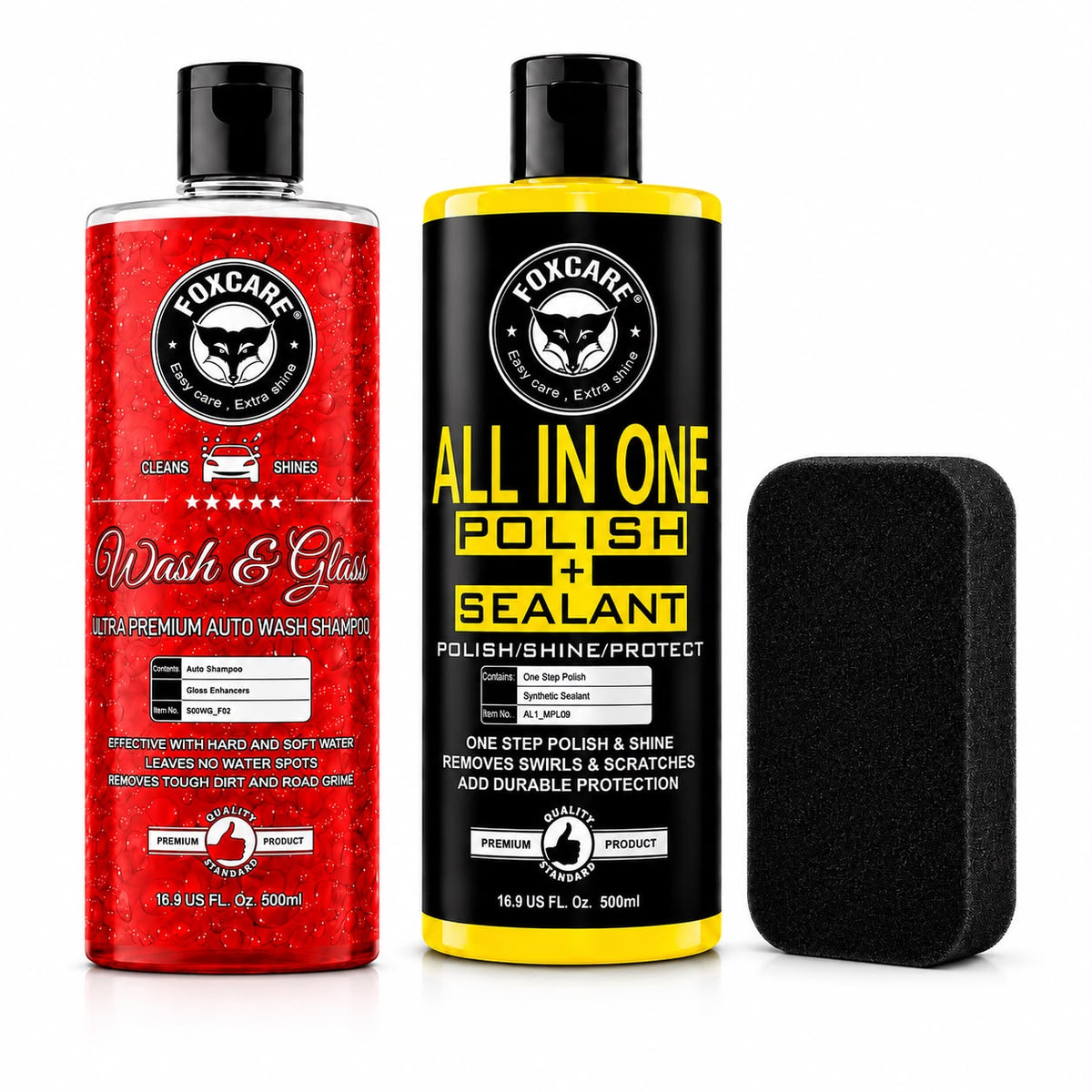 Foxcare Exterior care kit 2 (wash & gloss shampoo + All in one polish ) (500 ML each)
