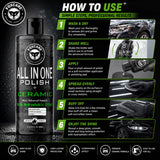 Foxcare All in One Polish + Ceramic, with hydrophobic effects,more advanced formula for Multipurpose Liquid Car & Bike Polish Also Suitable for Dashboard, Restores Faded Plastic & Fiber – (500ml)