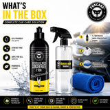 Foxcare Waterless car wash kit car cleaning spray 100x concentrate | 100 times dilutable with empty spray bottle microfiber cleaning cloth | car washing without water- 450ml