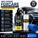 Foxcare Waterless car wash kit car cleaning spray 100x concentrate | 100 times dilutable with empty spray bottle microfiber cleaning cloth | car washing without water- 450ml