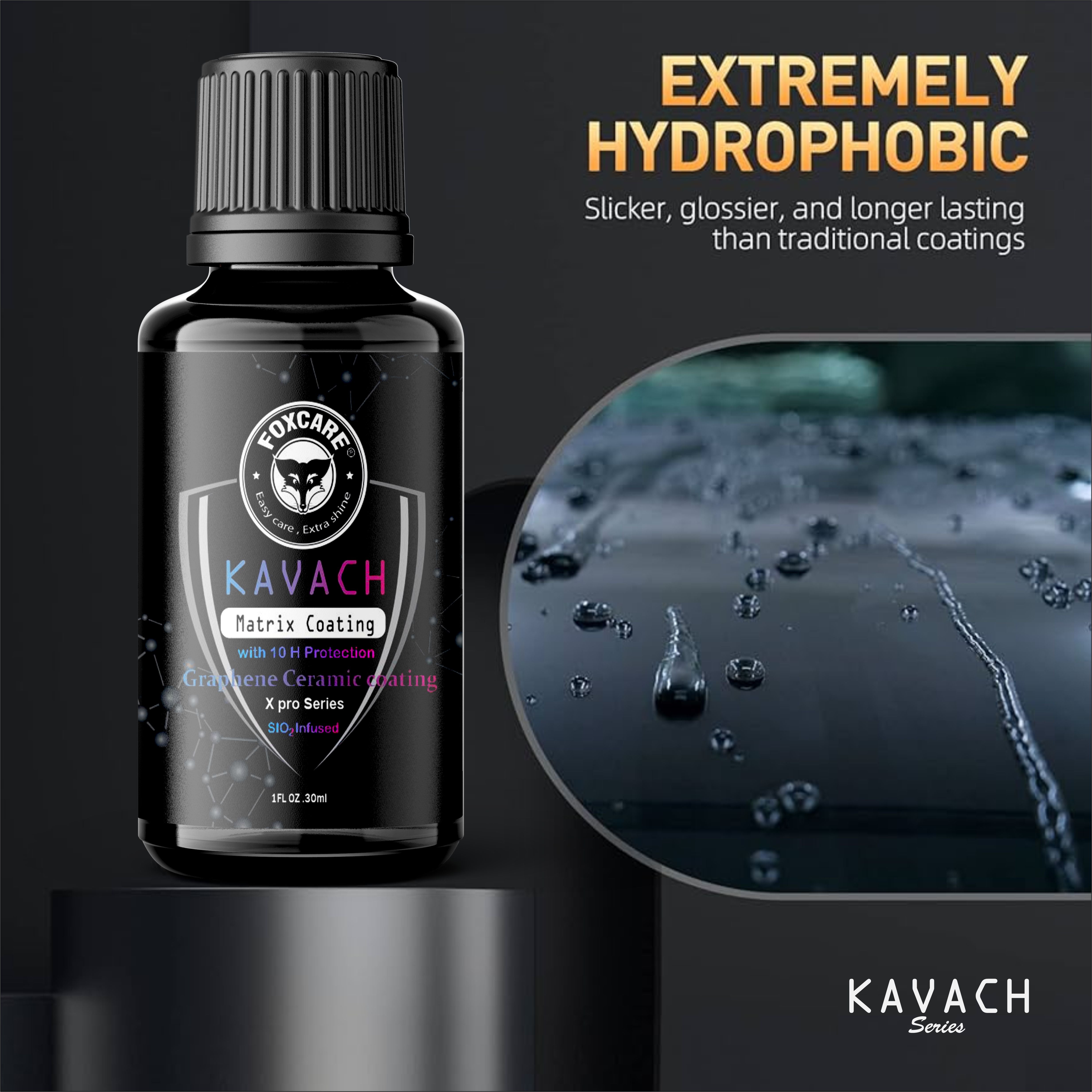 Foxcare Graphene Coating | 10H Graphene Coating for Car | Advanced UV Technology Super High Gloss Anti-Scratch |Extremely Hydrophobic & Long Lasting - Foxcare Industries