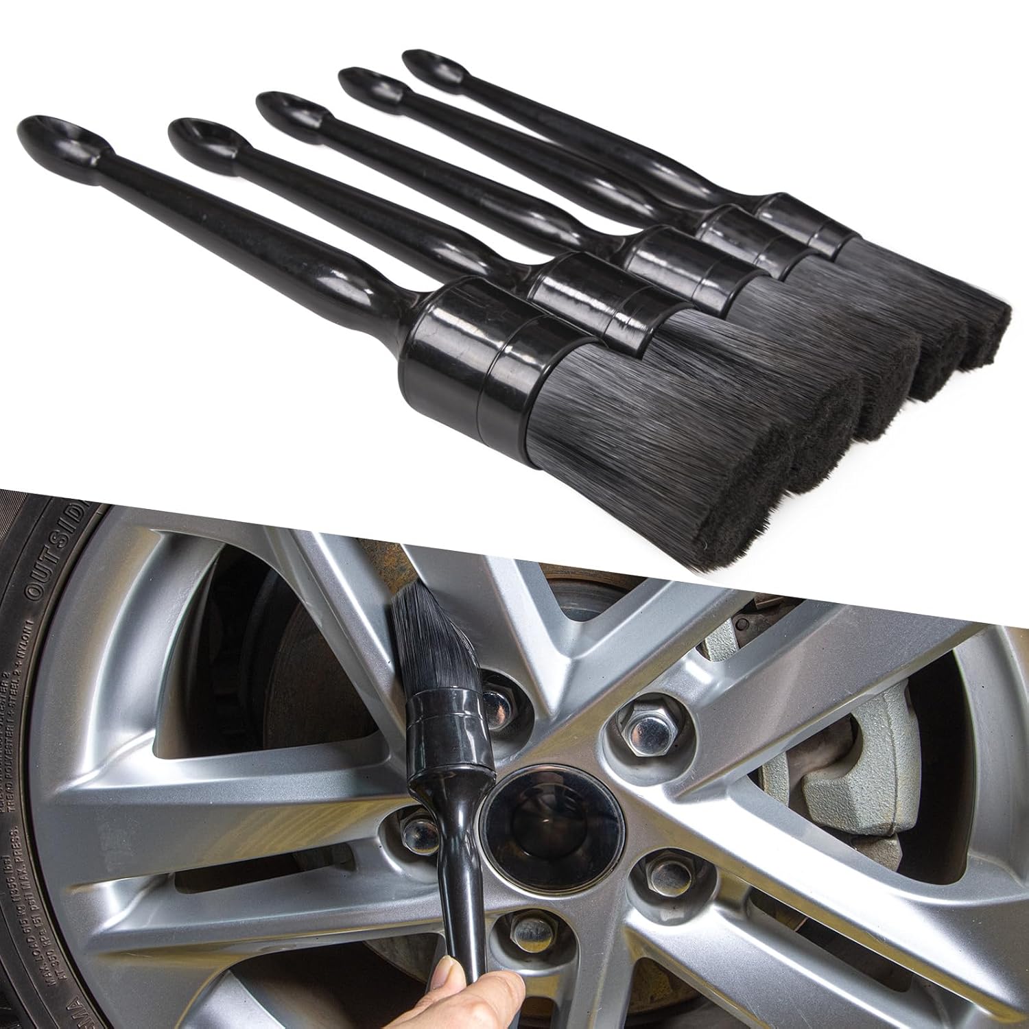 Foxcare Auto detailing Black brushes set of 5pcs