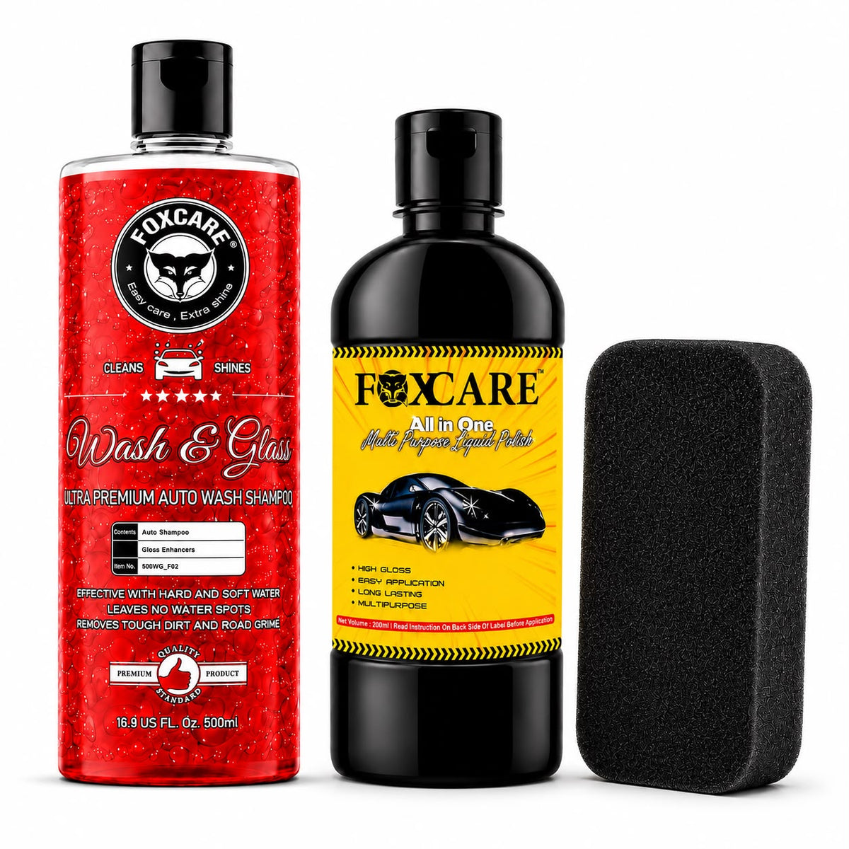 Foxcare shampoo + car polish combo (700ml Net)