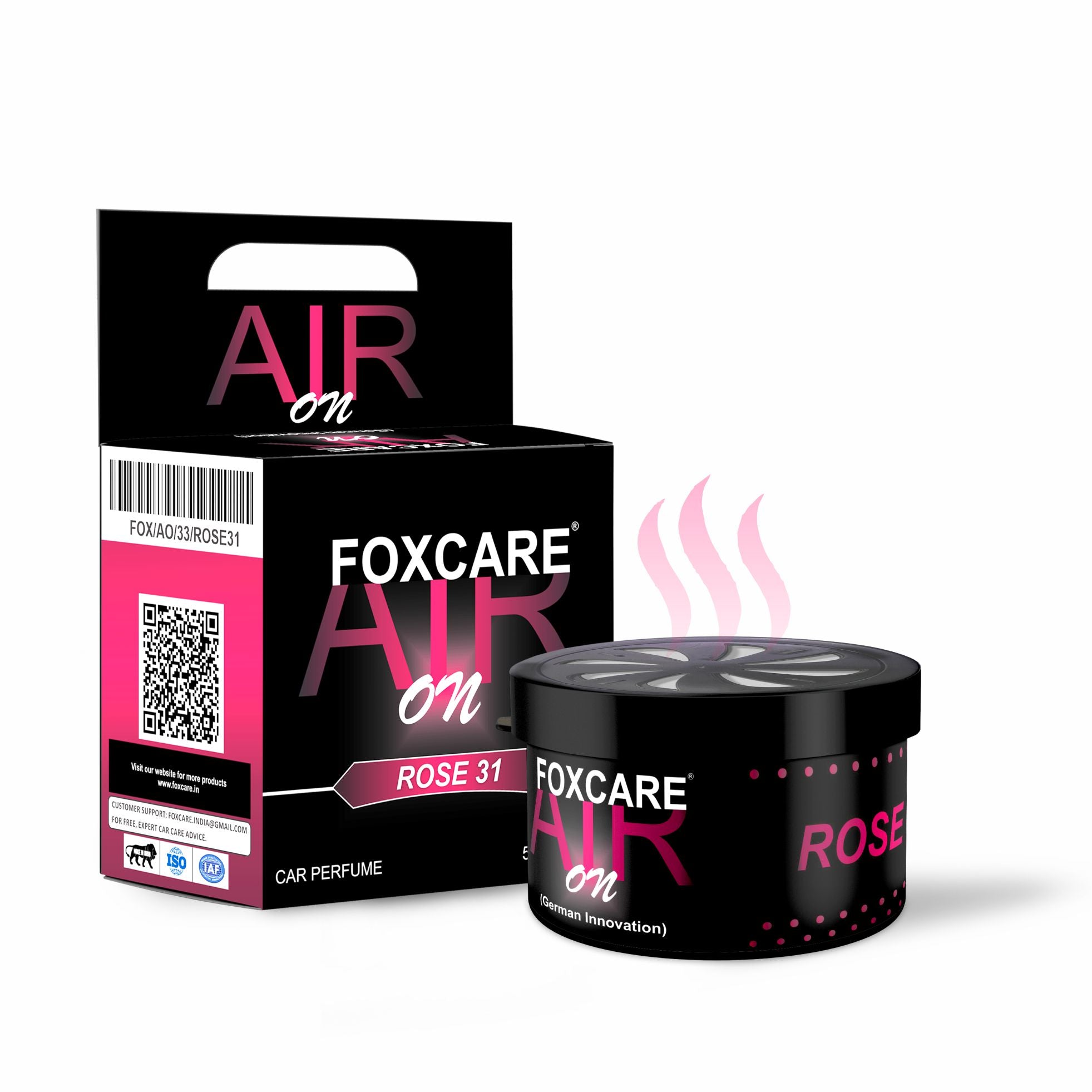 Foxcare Air On Rose 31 Organic Car Perfume Bar, Foxcare Air On Strong Fiber Air Freshener to Freshen'up Your Car | 50 g Car Accessories interior car perfumes and fresheners With German Innovation.
