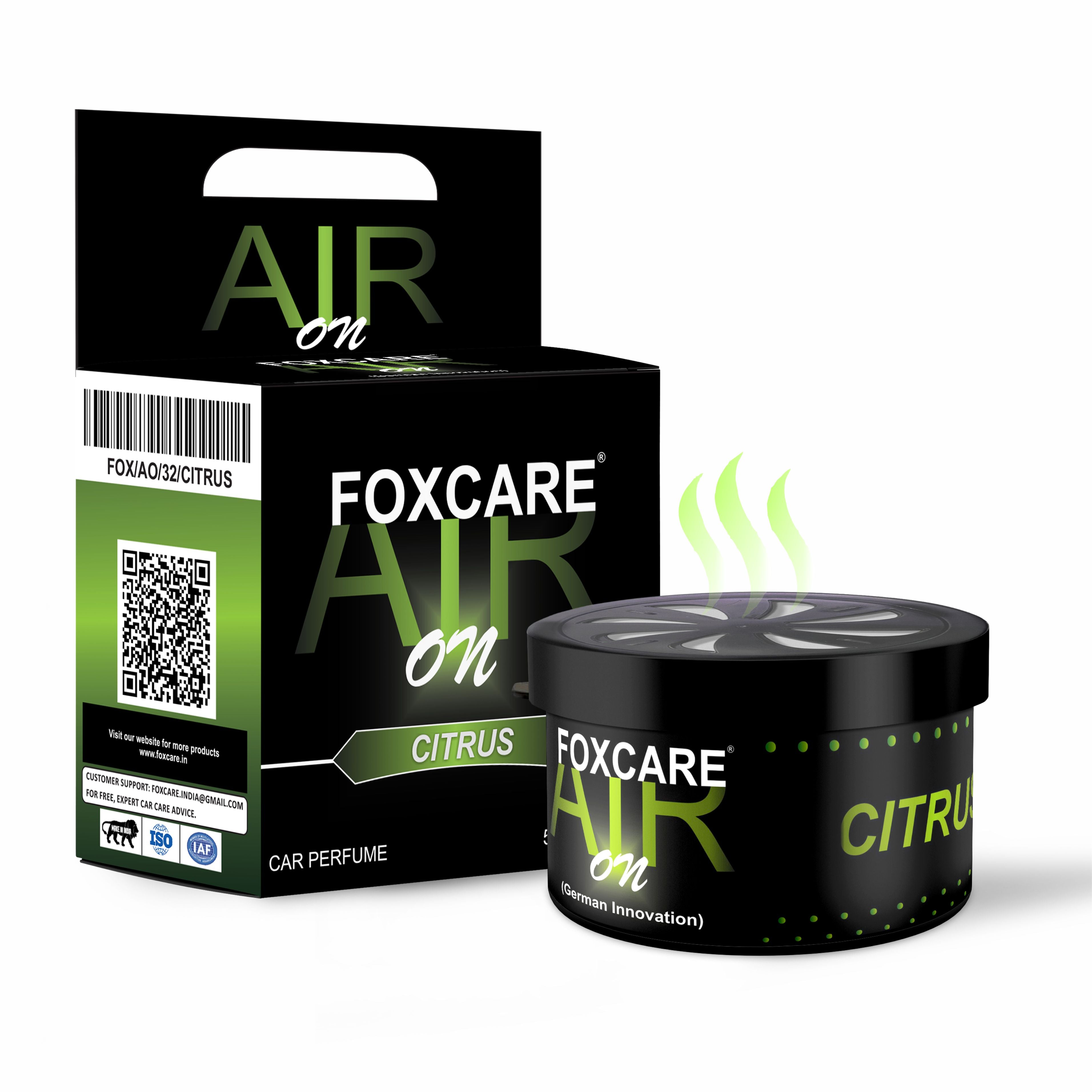Foxcare Air On Citrus Organic Car Perfume Bar, Foxcare Air On Strong Fiber  Air Freshener to Freshen'up Your Car | 50 g Car Accessories interior car
