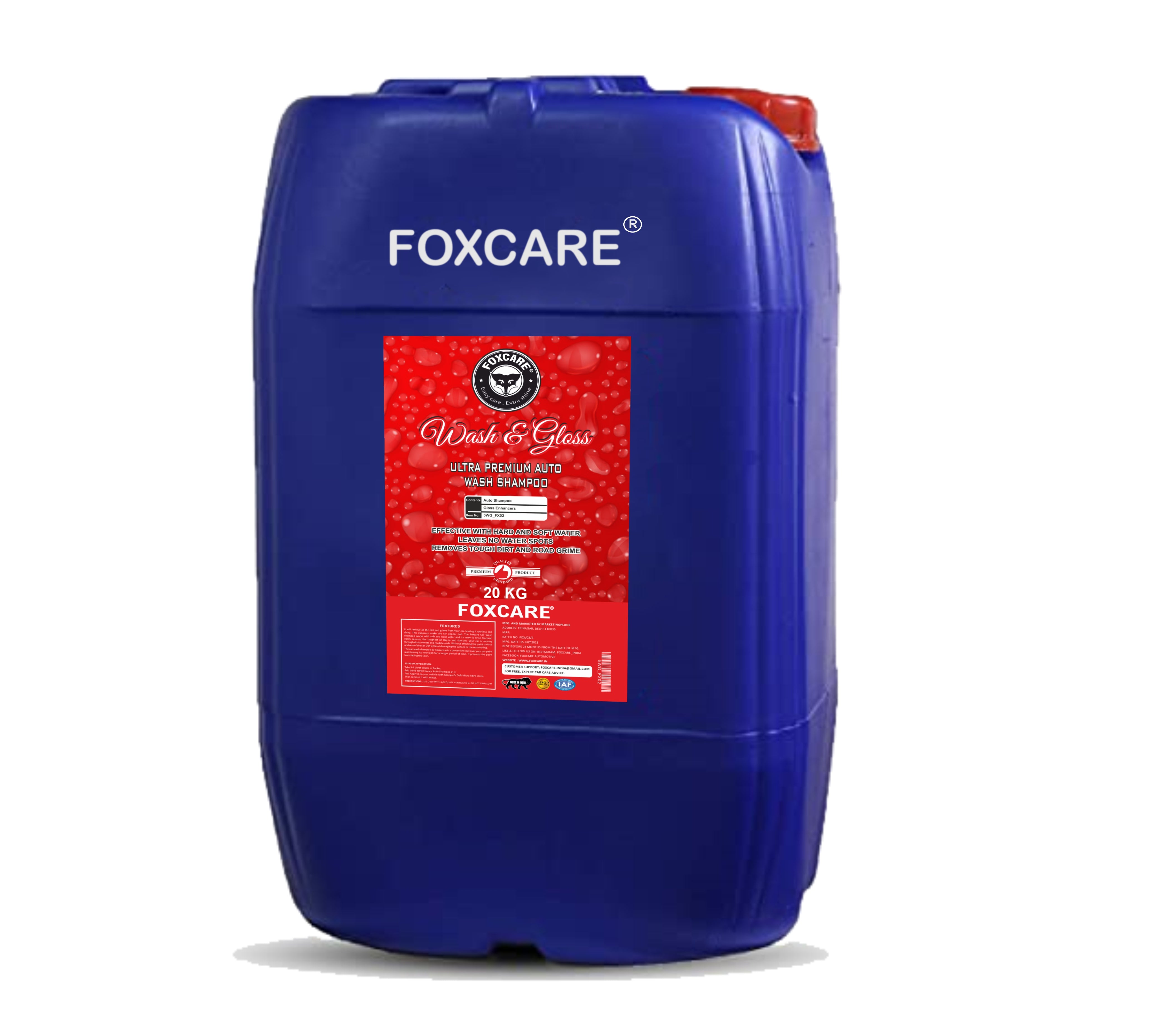 Foxcare Wash & Gloss - Ultra Premium Auto wash Shampoo (20KG)