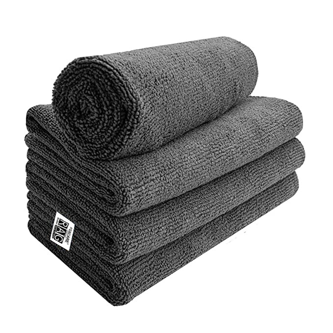 Foxcare Rag Grey Microfiber Cloth - 40x40 cms - 350 GSM - Thick Lint ...
