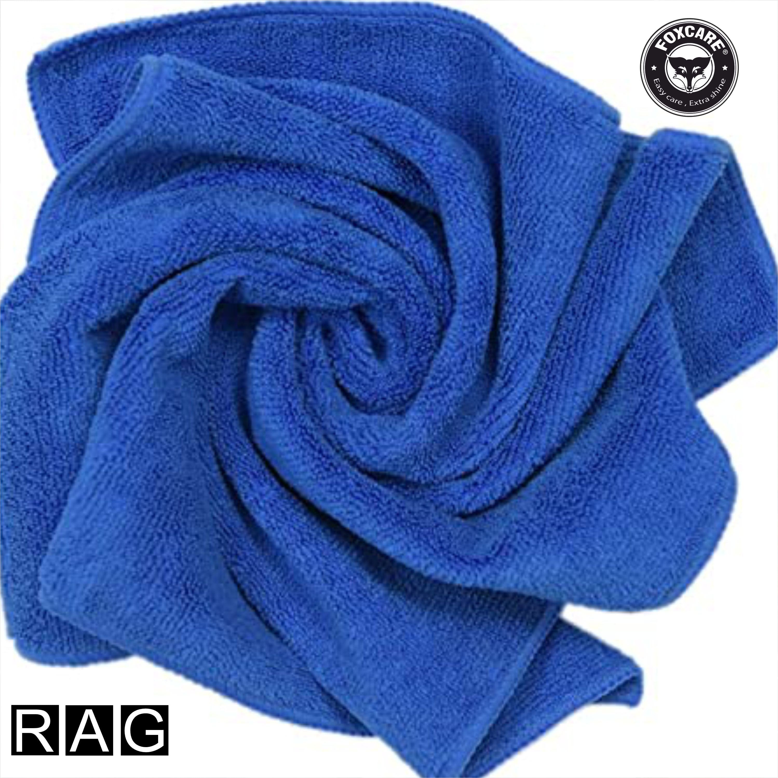 Foxcare Rag Blue Microfiber Cloth - 40x40 cms - 350 GSM - Thick Lint & Streak-Free Multipurpose Cloths -Automotive Microfibre Towels for Car Bike Cleaning Polishing Washing & Detailing - Foxcare Industries