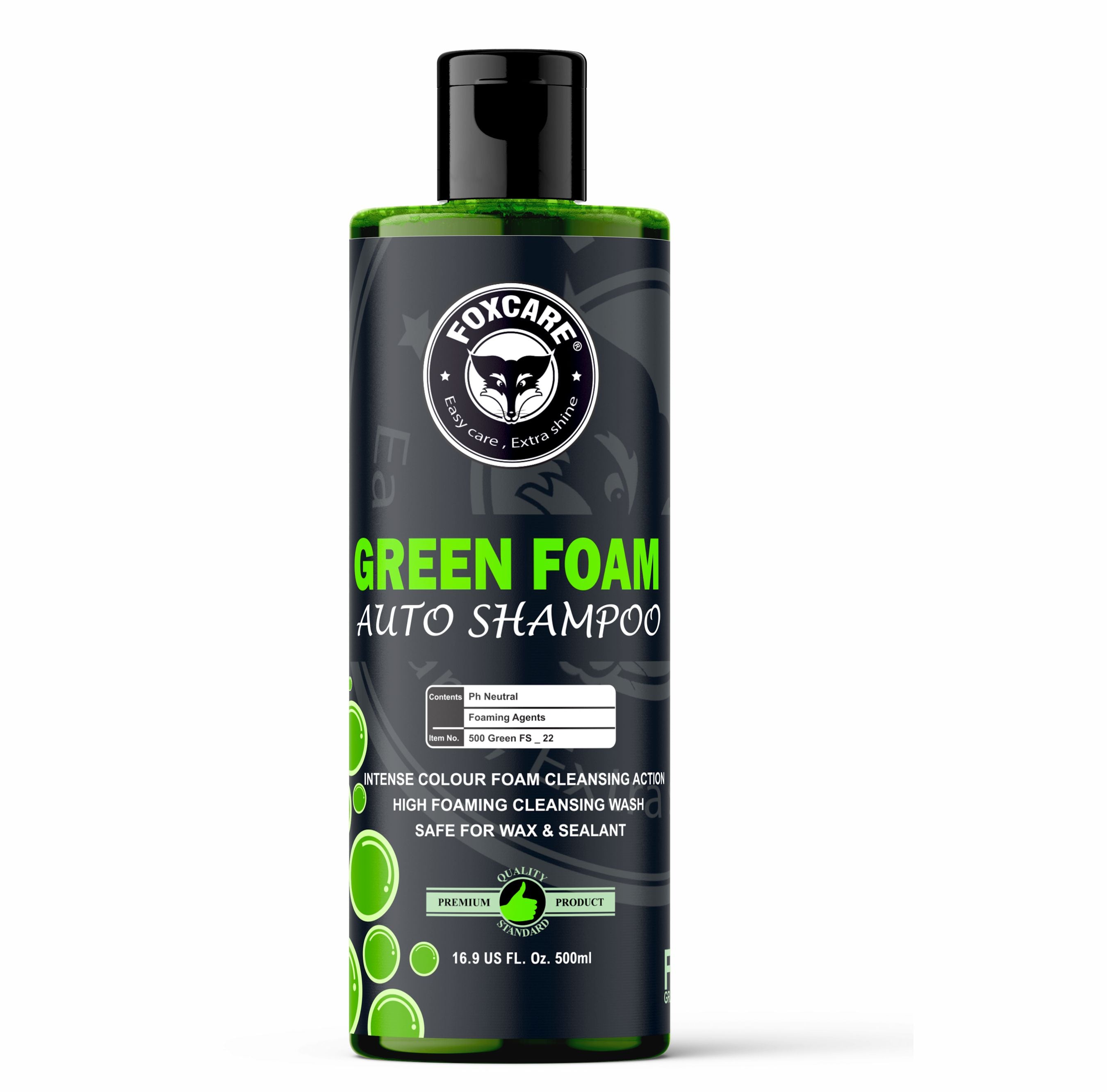 Foxcare Green Colour Foam Car Shampoo | Produces Thick Green Colour Foam - 500ml