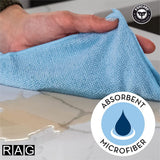 Foxcare Rag Light Blue Microfiber Cloth  - 40x40 cms - 350 GSM - Thick Lint & Streak-Free Multipurpose Cloths -Automotive Microfibre Towels for Car Bike Cleaning Polishing Washing & Detailing - Foxcare Industries