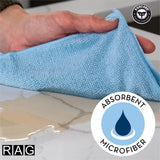 Foxcare Rag Light Blue Microfiber Cloth  - 40x40 cms - 350 GSM - Thick Lint & Streak-Free Multipurpose Cloths -Automotive Microfibre Towels for Car Bike Cleaning Polishing Washing & Detailing
