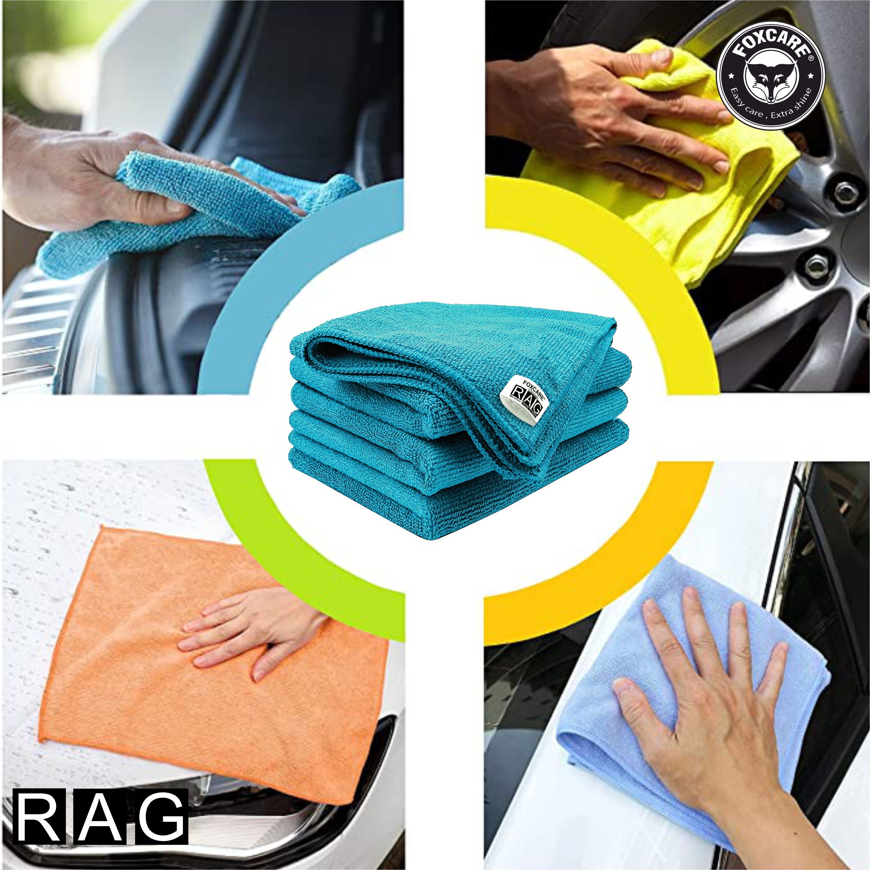 Micro Blue Rag Foxcare Rag Light Blue Microfiber Cloth - 40x40 cms - 350 GSM - Thick ...